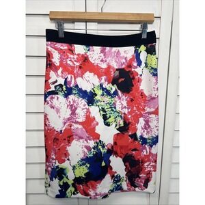 Milly For Design Nation Floral Pull On Stretch Pencil Skirt Women's Size Medium